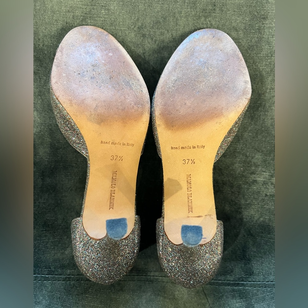 Manolo Blahnik peep toe glitter heels - Picture 2 of 4